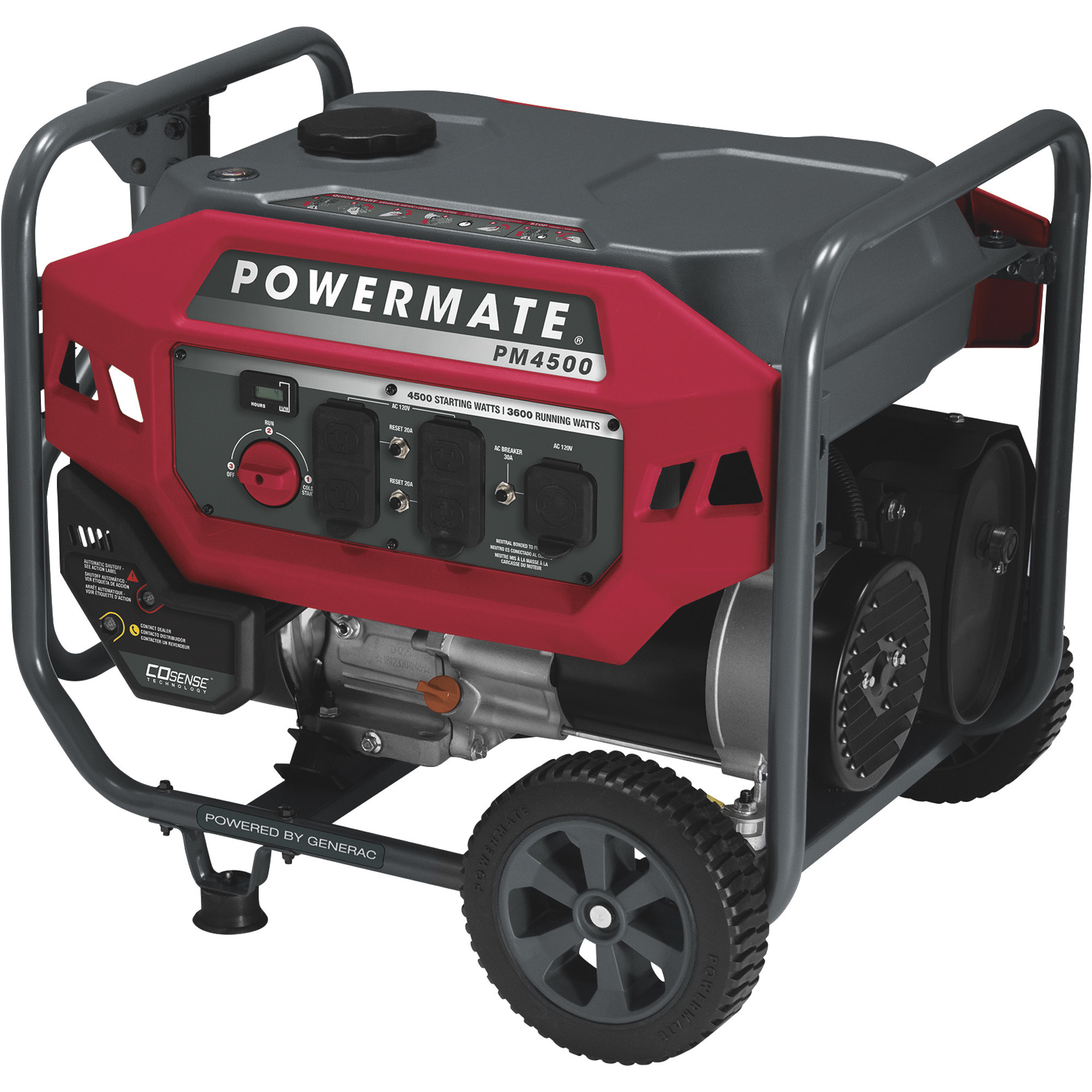 Powermate Portable Generator, 4500 Surge Watts, 3600 Rated Watts, Electric Start, Model# P0081300